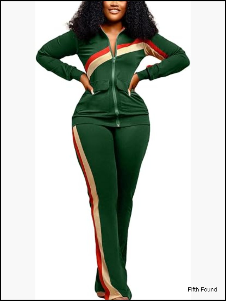 2 Piece Zip Up Jacket Wide Leg Pant Tracksuit Set